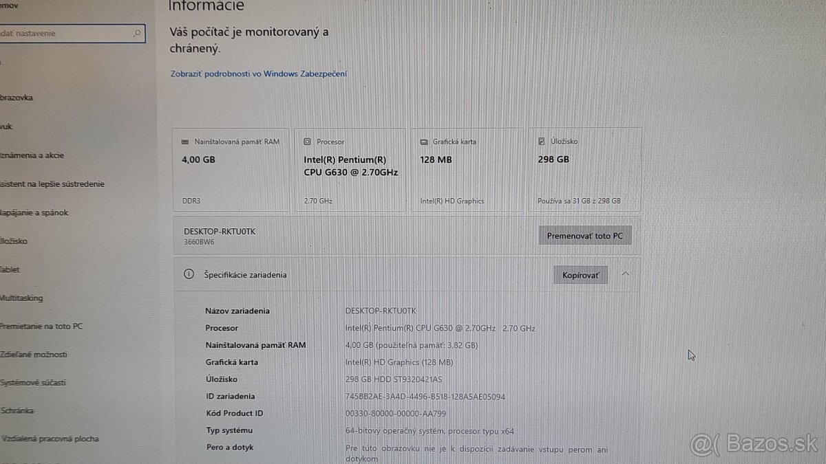 Predám PC Lenovo ThinkCentre M72e/Windows 10 Pro 64-bit SK. - 8