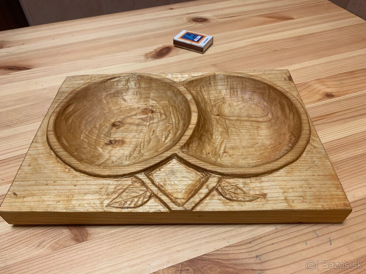 Predam rucne vyrezavanu dvojitu misu-drevo lipa - 8