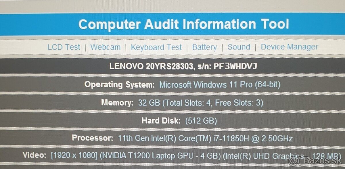 Lenovo ThinkPad P15 Gen 2 i7-11Gen/32GB/2/512SSD silná batt - 8