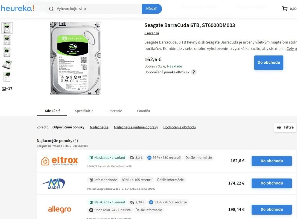 8 /6 /4 2/ TB Seagate Barracuda, Nepoužitý - Fólia - Záruka - 8