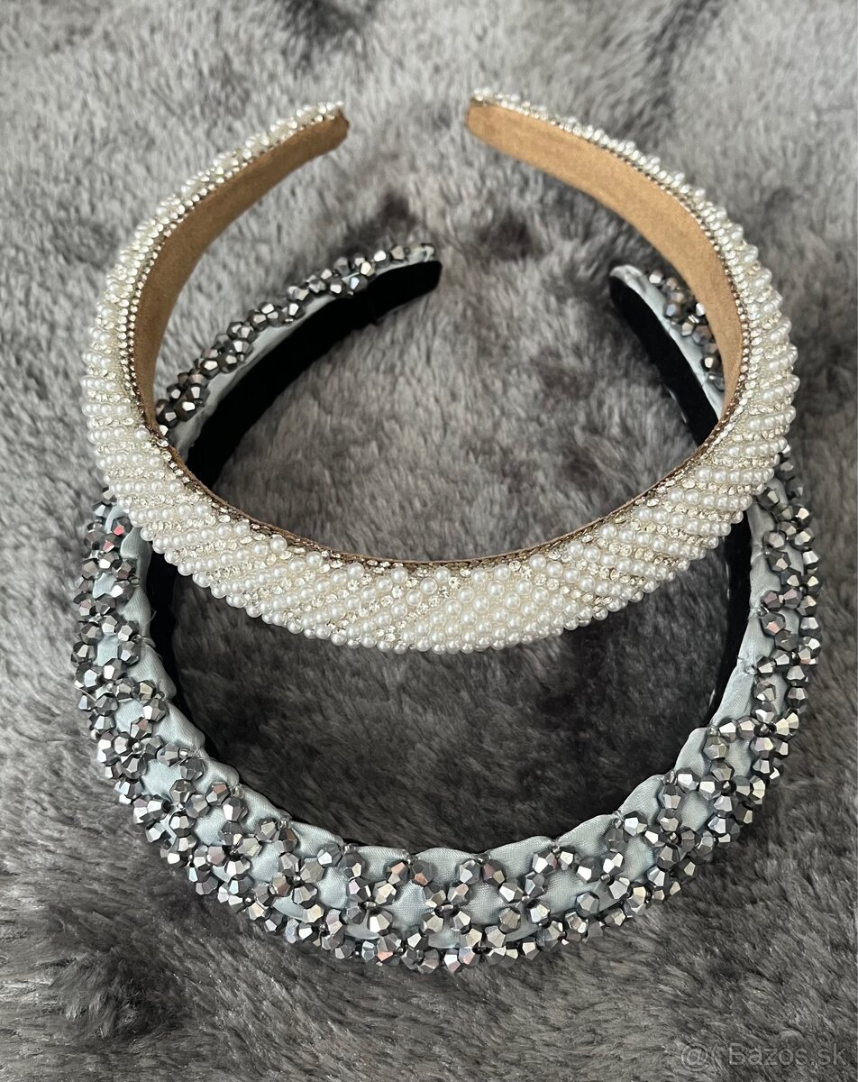 Štrasová a perličková čelenka - 8