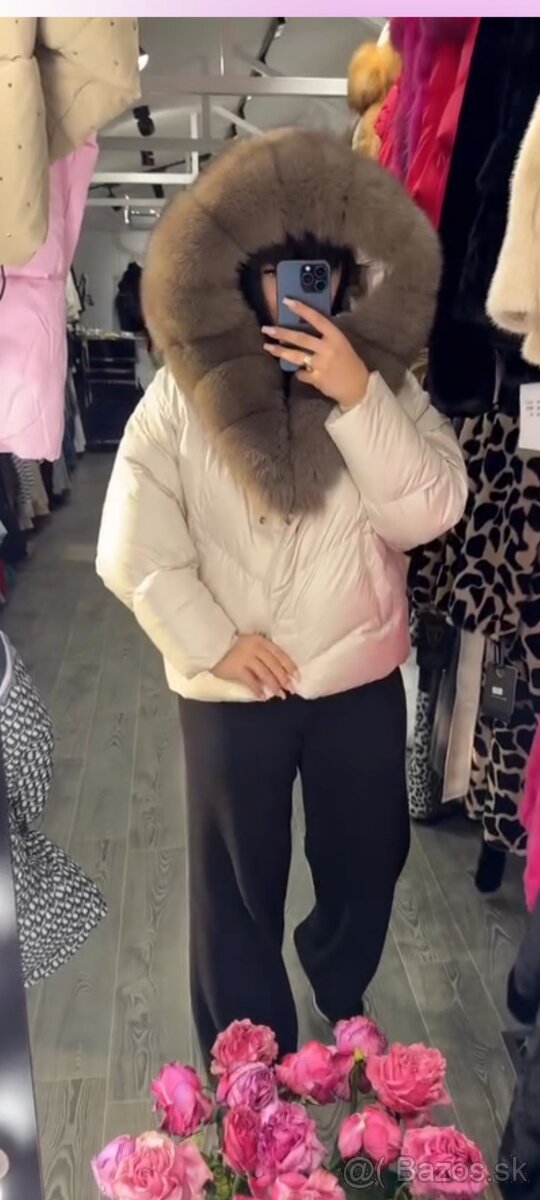 Bunda páperová s kožušinou - 8