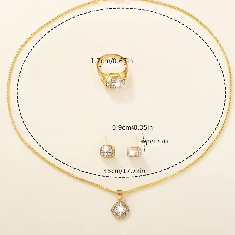 Dámsky 5-dielny kamienkový set, (zlatý, strieborný) - 8