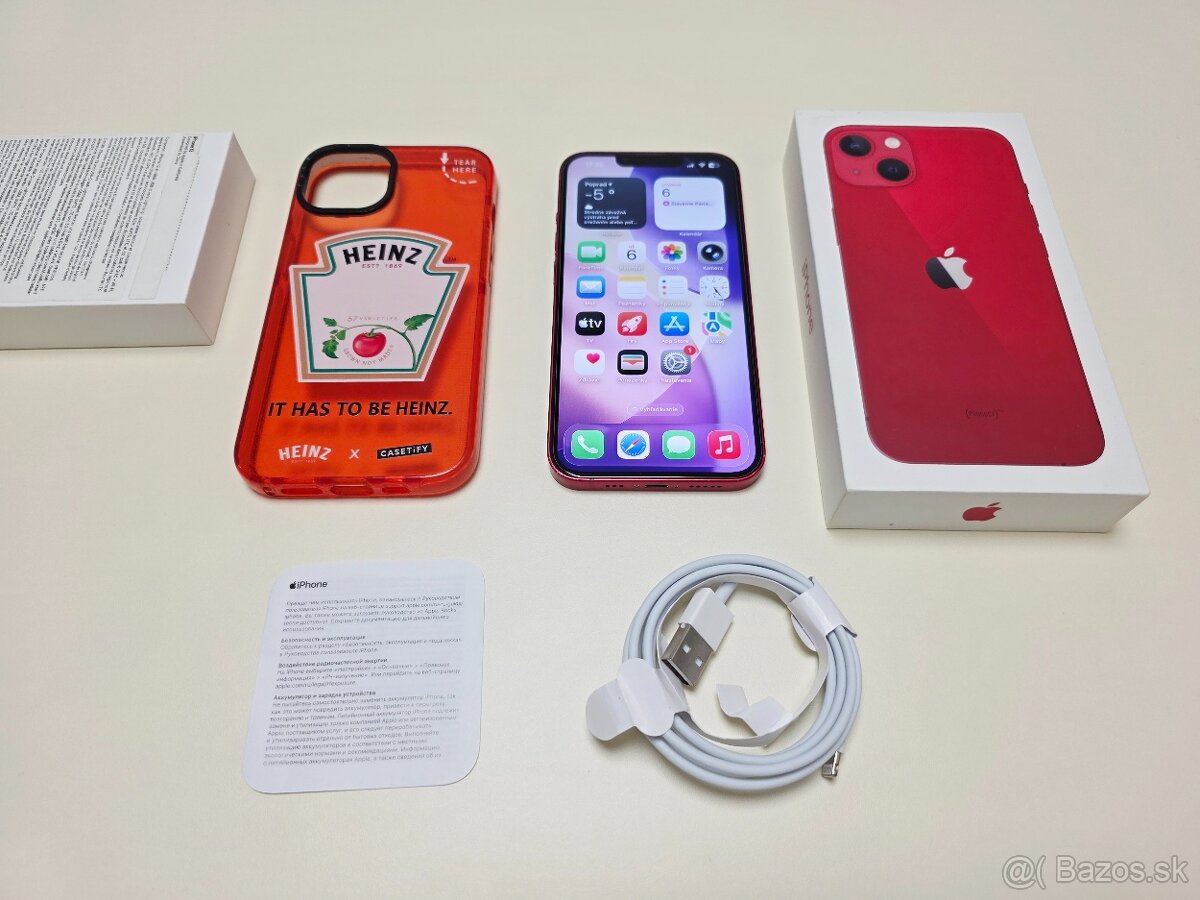 APPLE IPHONE 13 128GB RED,BATERKA 100% - 8