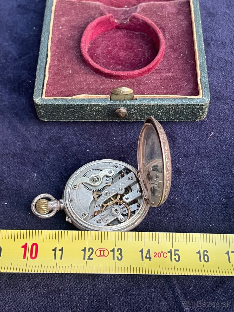 starozitne strieborné hodinky v etui - 8