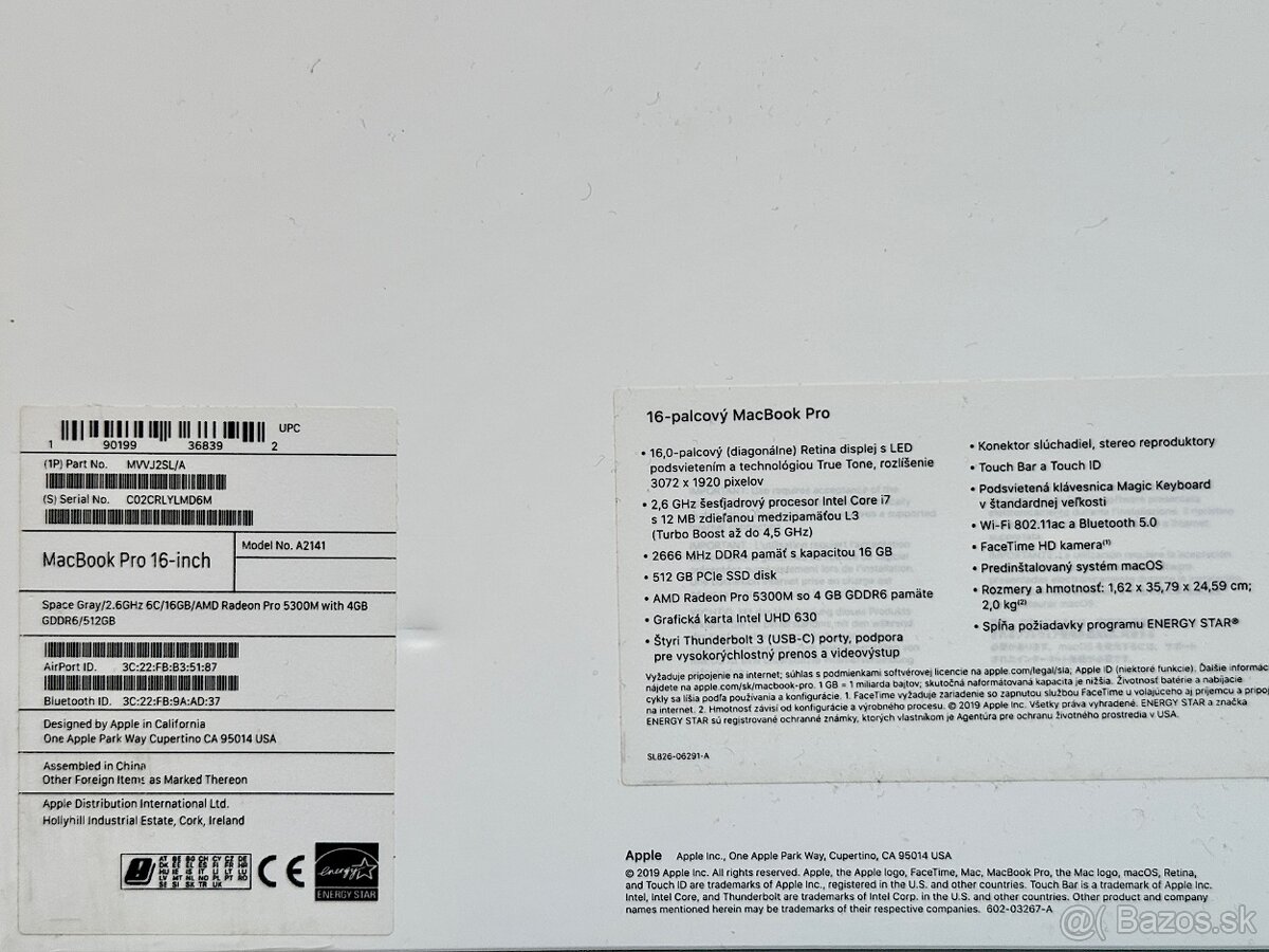 MacBook Pro 16" i7-2.6GHz/16GB/512GB, Výdrž batérie 6 hod. - 8