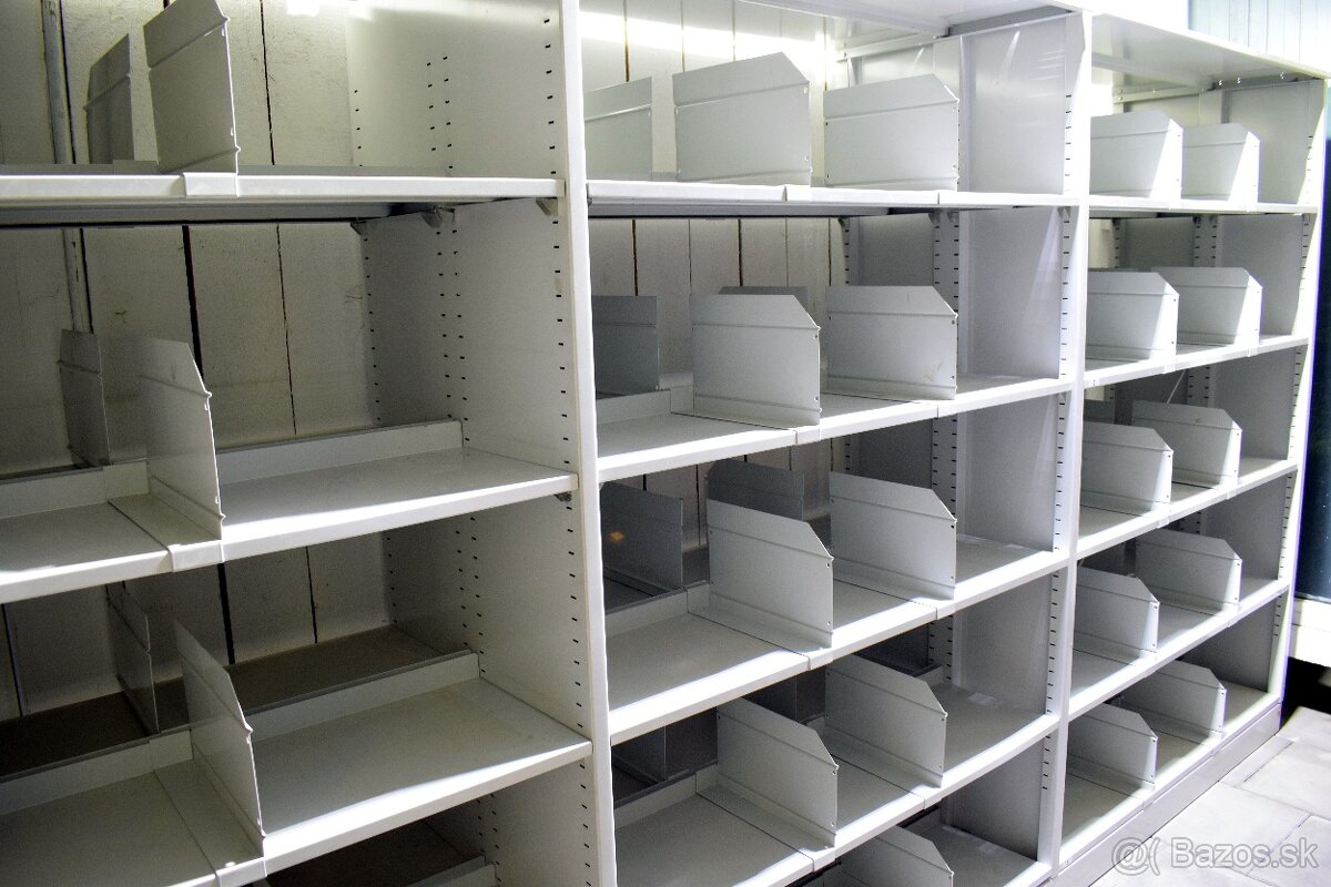 velky obojstranny plechovy regalovy system 380x193x63cm - 8