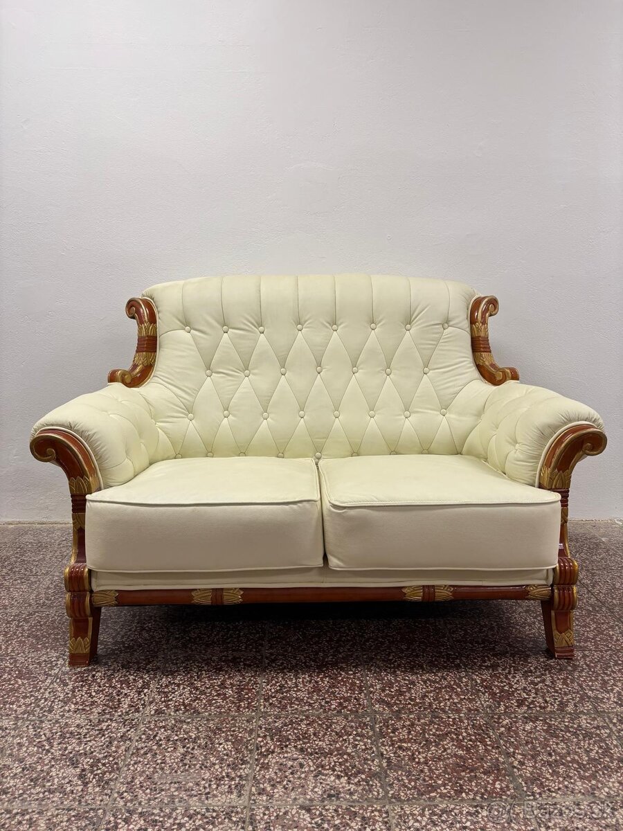 CHESTERFIELD ŠTÝL,HRUBOKOŽENÁ ,KOMB.S DREVOM - 8