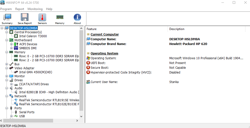 Notebook Hewlett Packard HP620 - 8