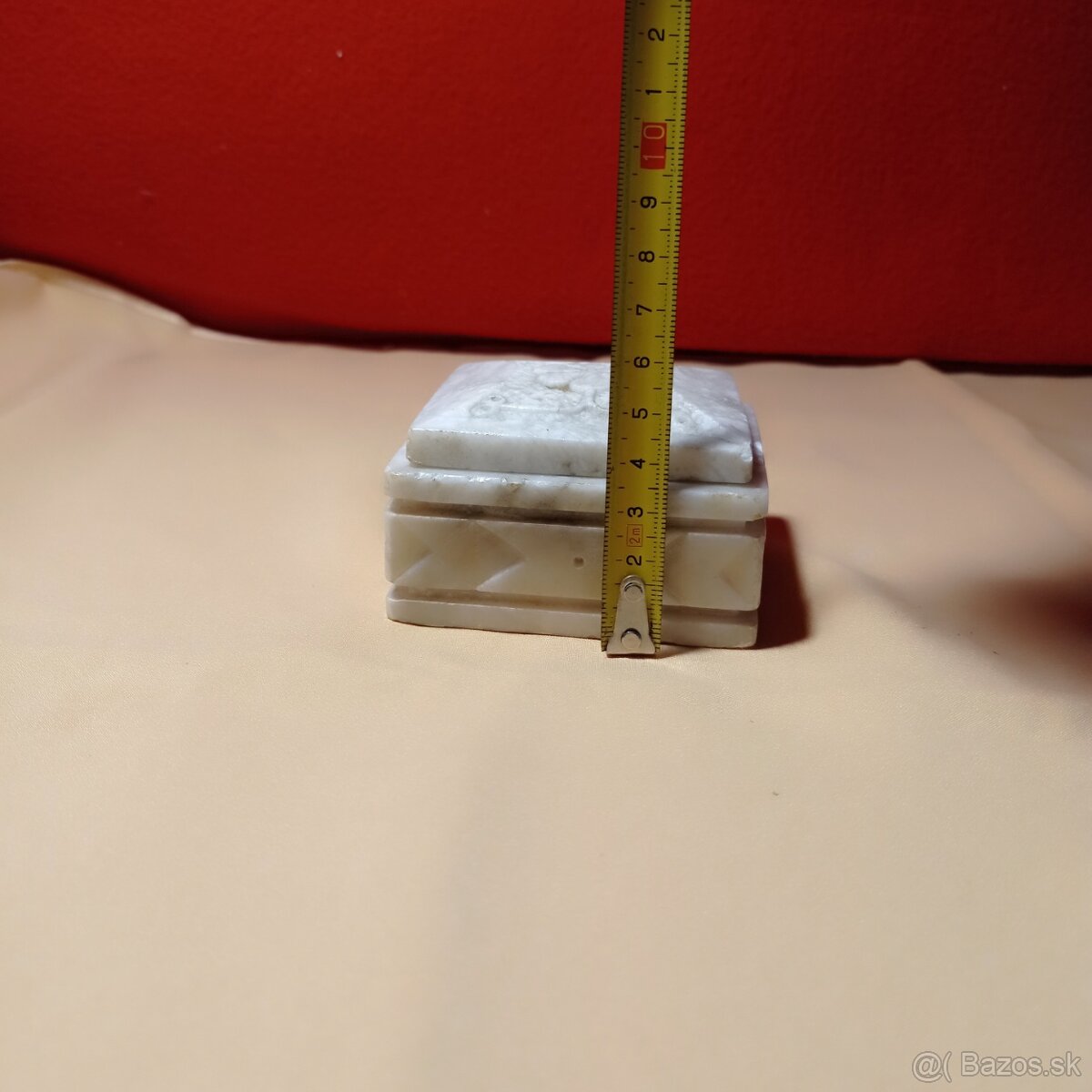 mramorová dózička, šperkovnica - starožitnosť - 8