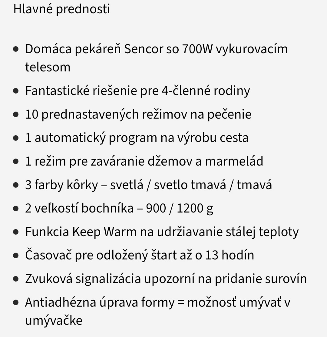 Pekáreň Sencor SBR 0770WH - 8