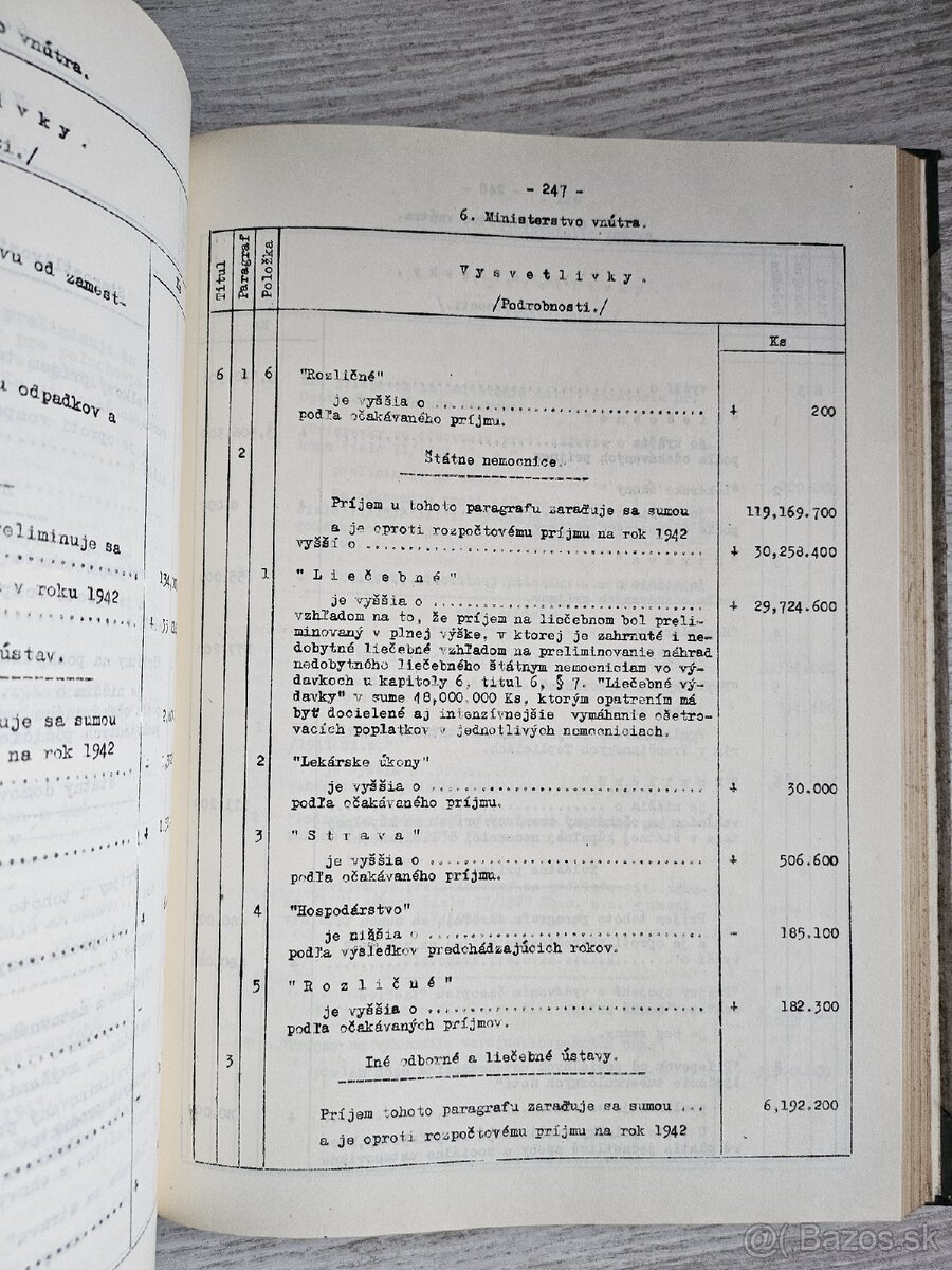 Slovensky štát Štátny rozpočet 1943 - 8