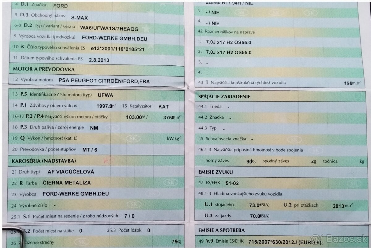 FORD S-MAX 2.0 TDCI 2014 predám MOTOR UFWA, SVETLO, TRYSKY, - 8