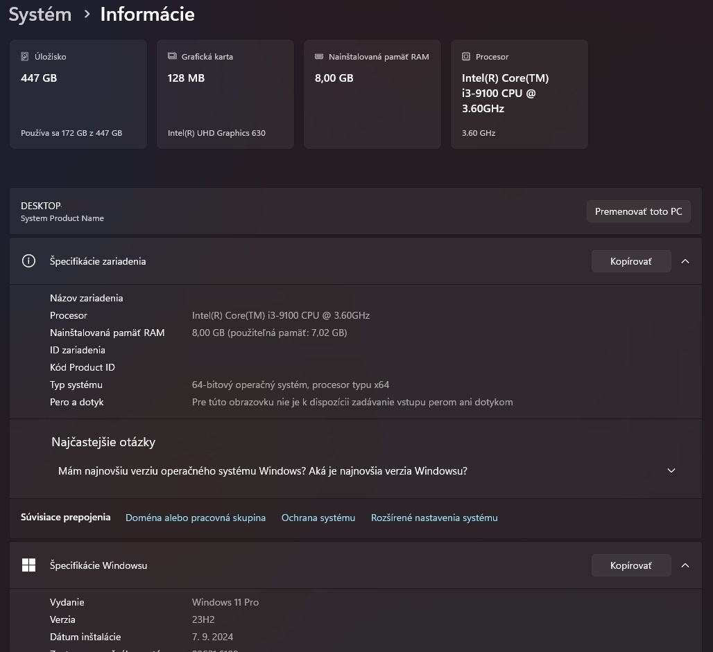 Počitač Intel Core i3 9100/DDR4 8GB/SSD 480GB - 8