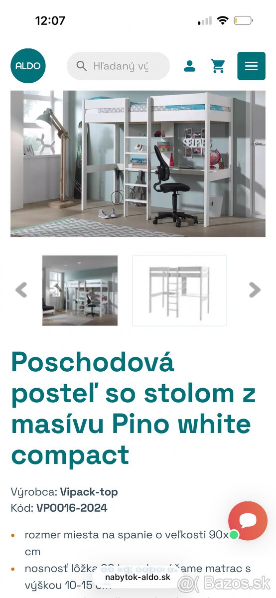 Detská postel so stolom a policami - 8