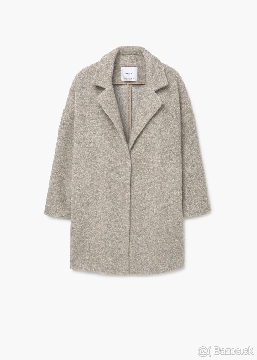 Mango Oversized béžový dámsky kabát strih coccoon XS 34 - 8