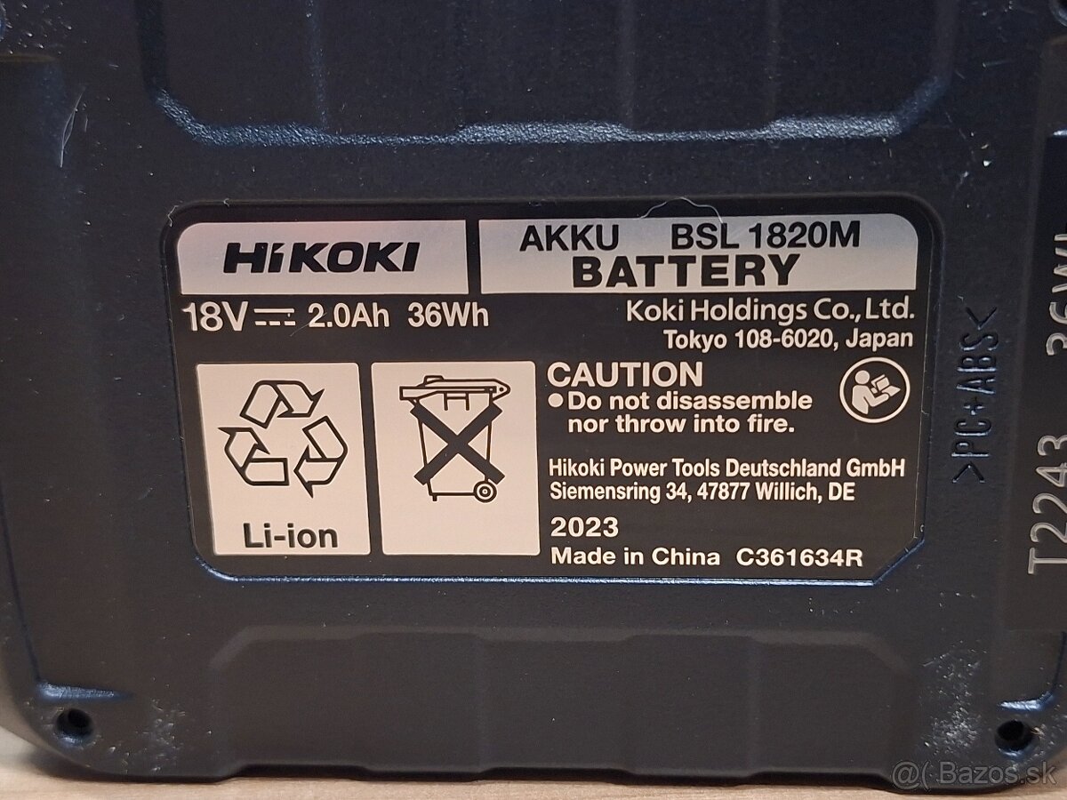 Hikoki DS18DF, akumulatorova vrtacka + bateria + nabijacka + - 8