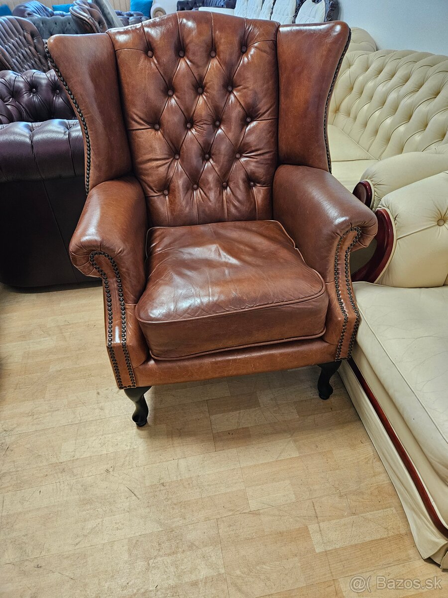 CHESTERFIELD ŠTÝL,KOŽENÁ 3+3+2xUŠÁK,ZNÍŽENÁ CENA - 8