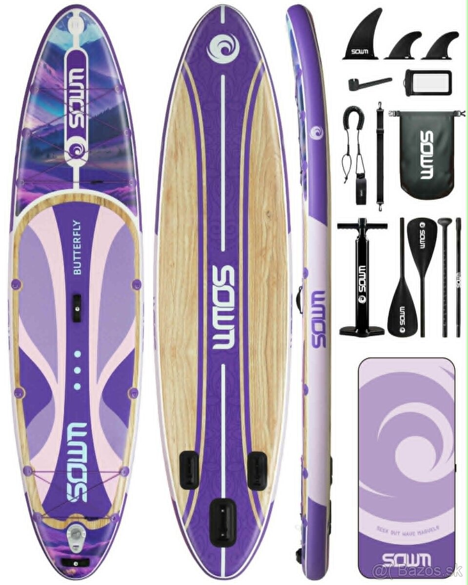 Paddleboard fialovy s obojstrannym veslom - 8