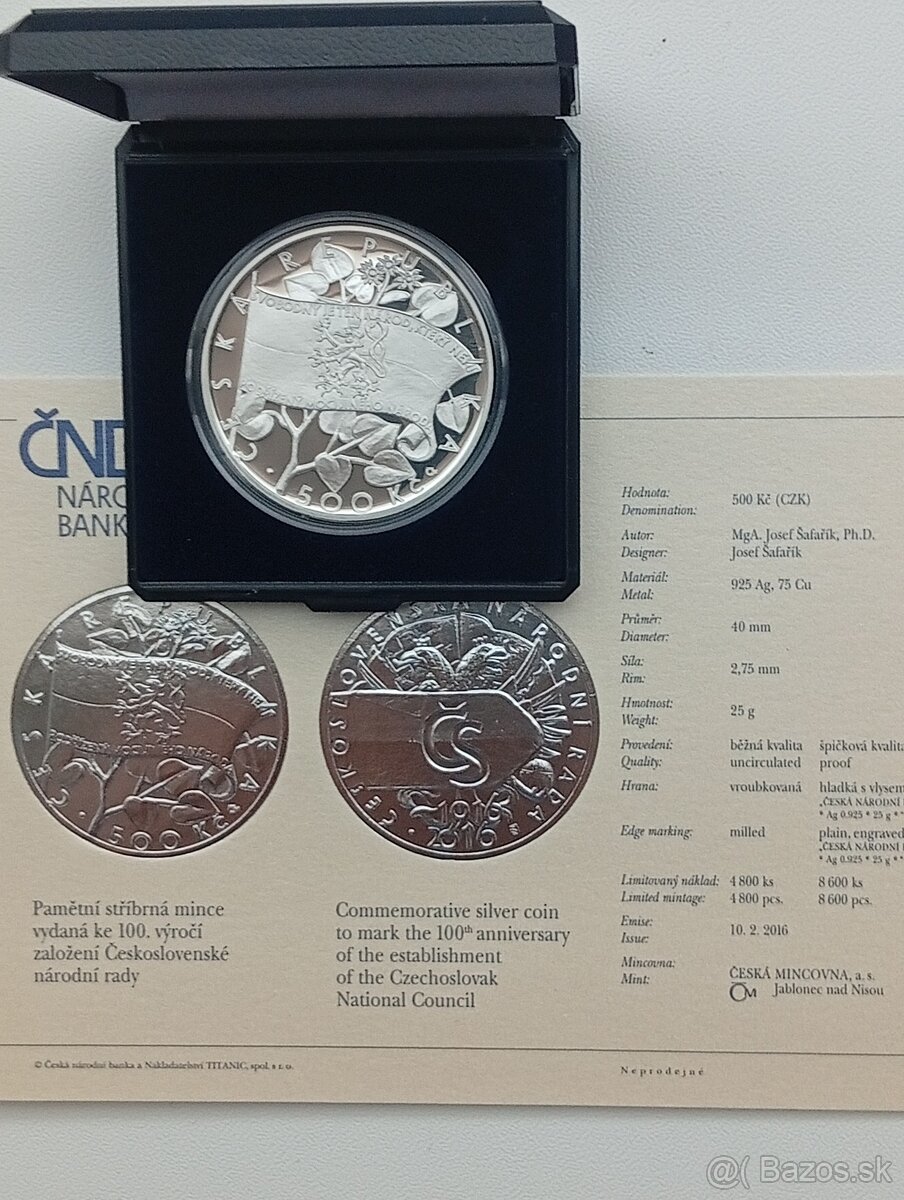 Strieborné mince 500 KČ Proof - 8