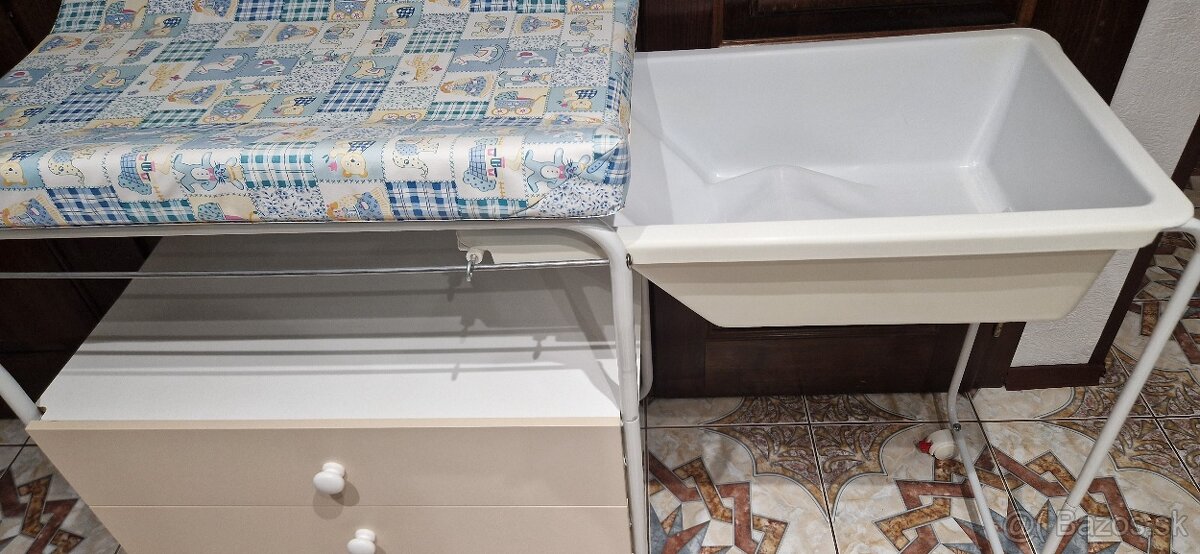Retro prebaľovacia komoda,stolík s vaničkou - 8
