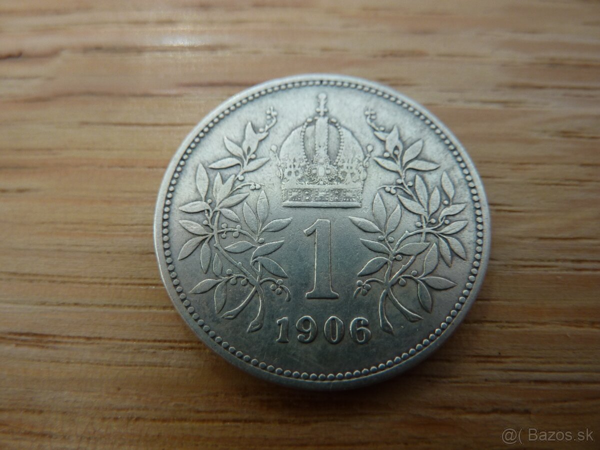 R-U Veľmi vzácna 1 koruna 1906 bz vo veľmi peknom stave - 8