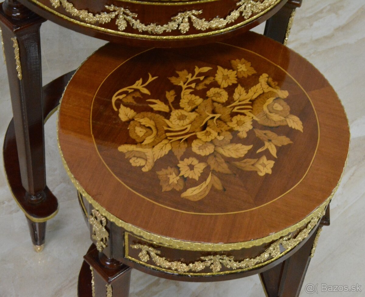 Zámecké intarzované stolečky - set - 8