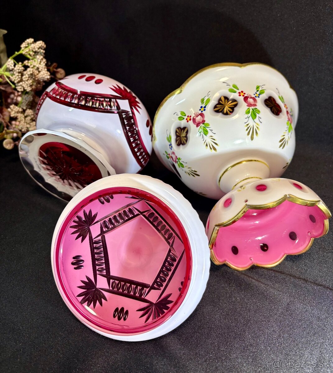 Doza a svietnik prekladané sklo 2 kusy - 8