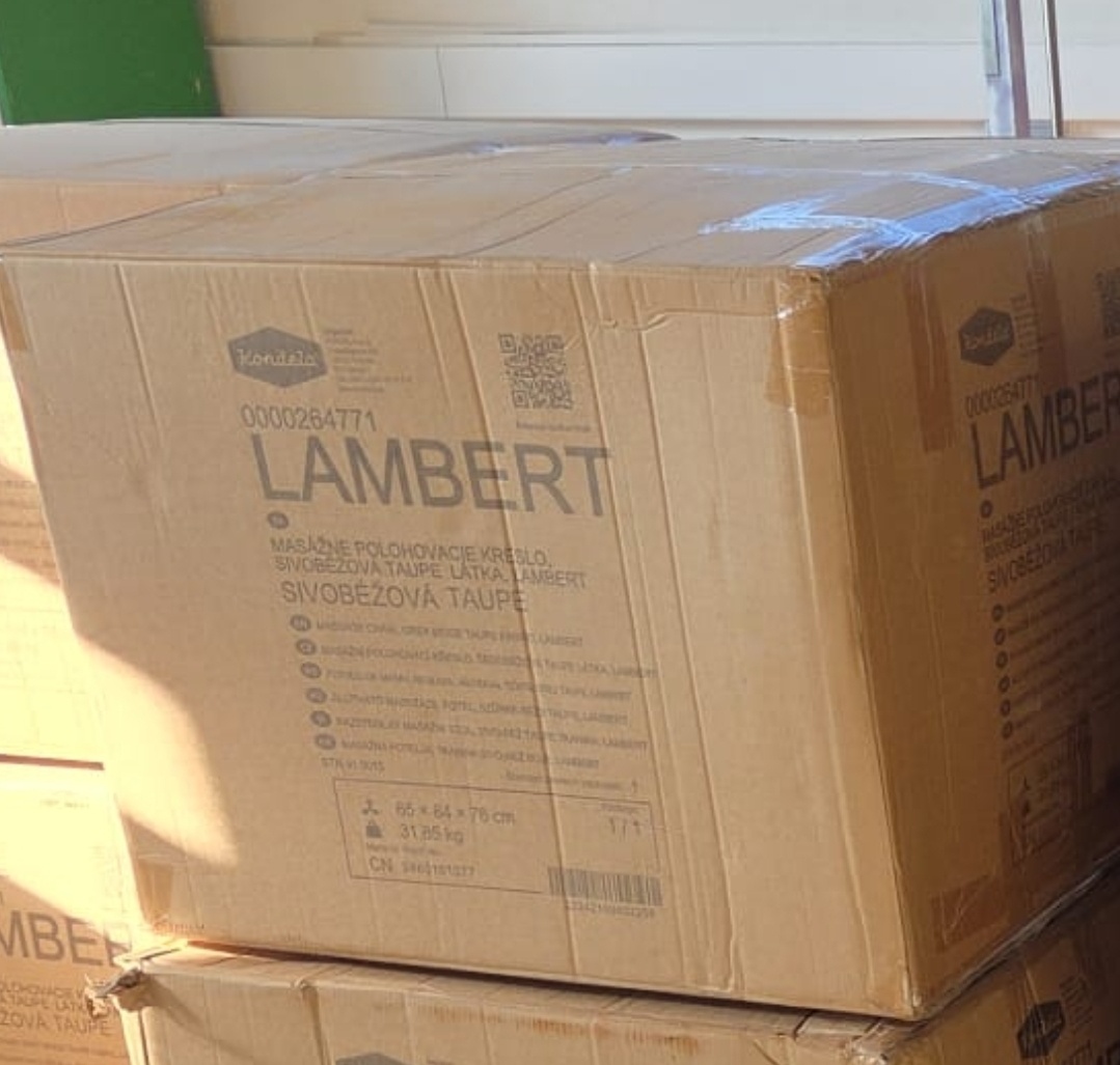 Masážne polohovacie kreslo, sivobéžová Taupe látka, LAMBERT - 8