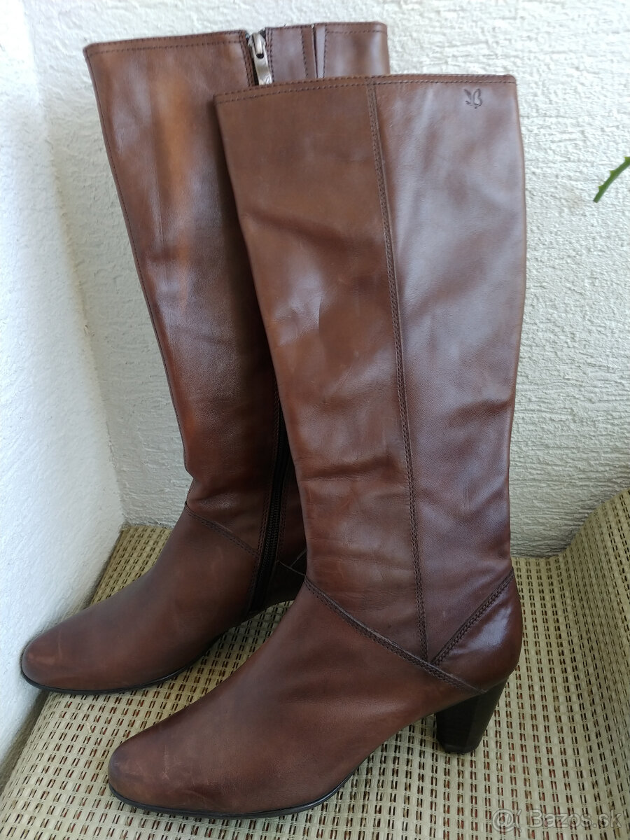 Zateplene kozene cizmy, gastanova farba, velkost 39 - 8