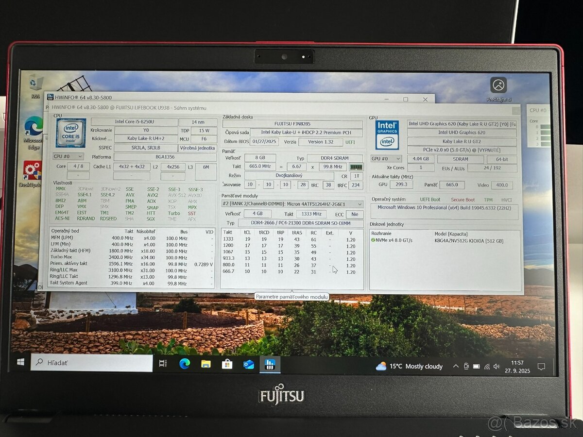 Fujitsu LifeBook U938 červený ultrabook Win 11 - 8