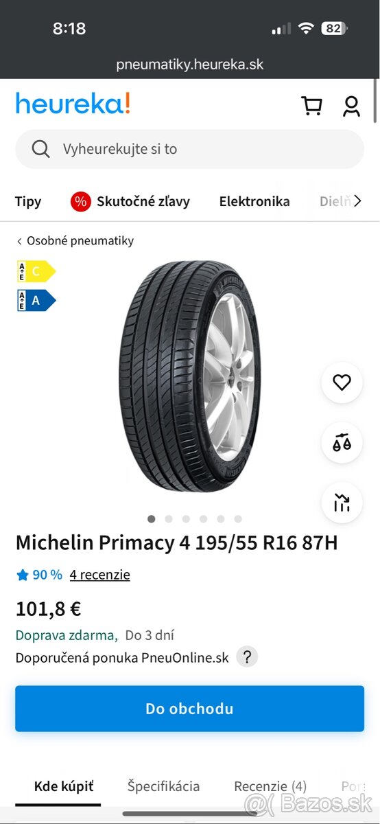 Michelin Primacy 4 195/55 R16 87H LETNÉ 4ks - 8