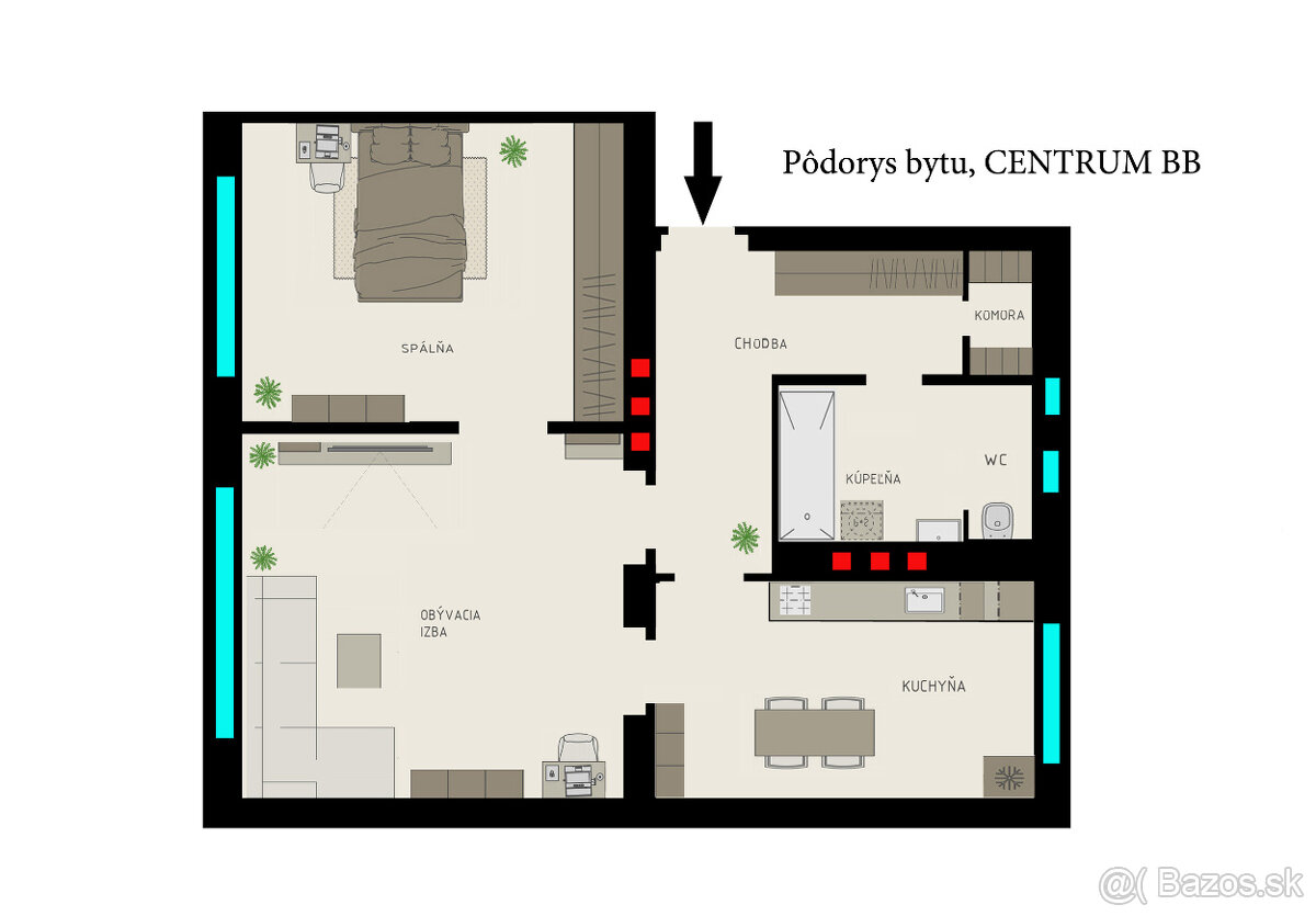 DOHODA NA CENE /PRIAME CENTRUM / 2i byt / KUZMÁNYHO / 64 m2 - 8