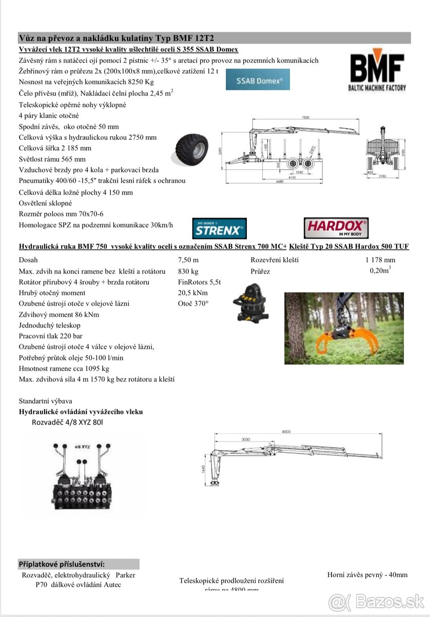 Vyvážačka- vývozka BMF12T2 s hydr. rukou - 8