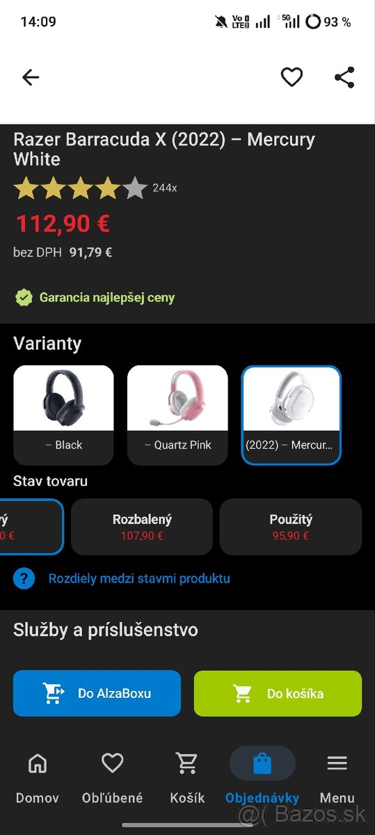 Herné slúchadlá Razer Barracuda X (2022) - Mercury White - 8