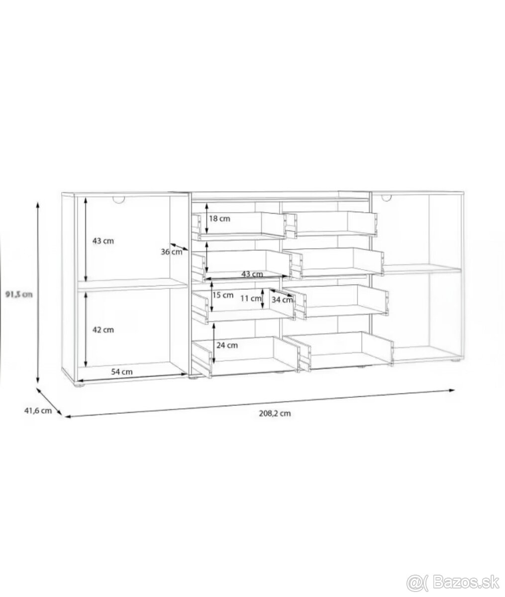 KOMODA 208cm TV STOLÍK 160cm - 8