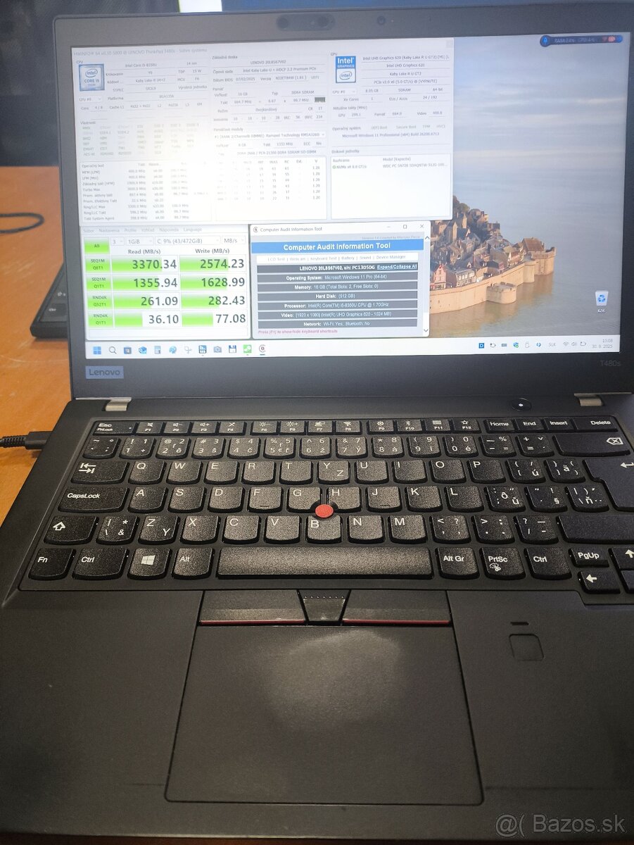 14" FHD Thinkpad Lenovo T480s i5-8350U,8GB 256GB SSD W11 - 8