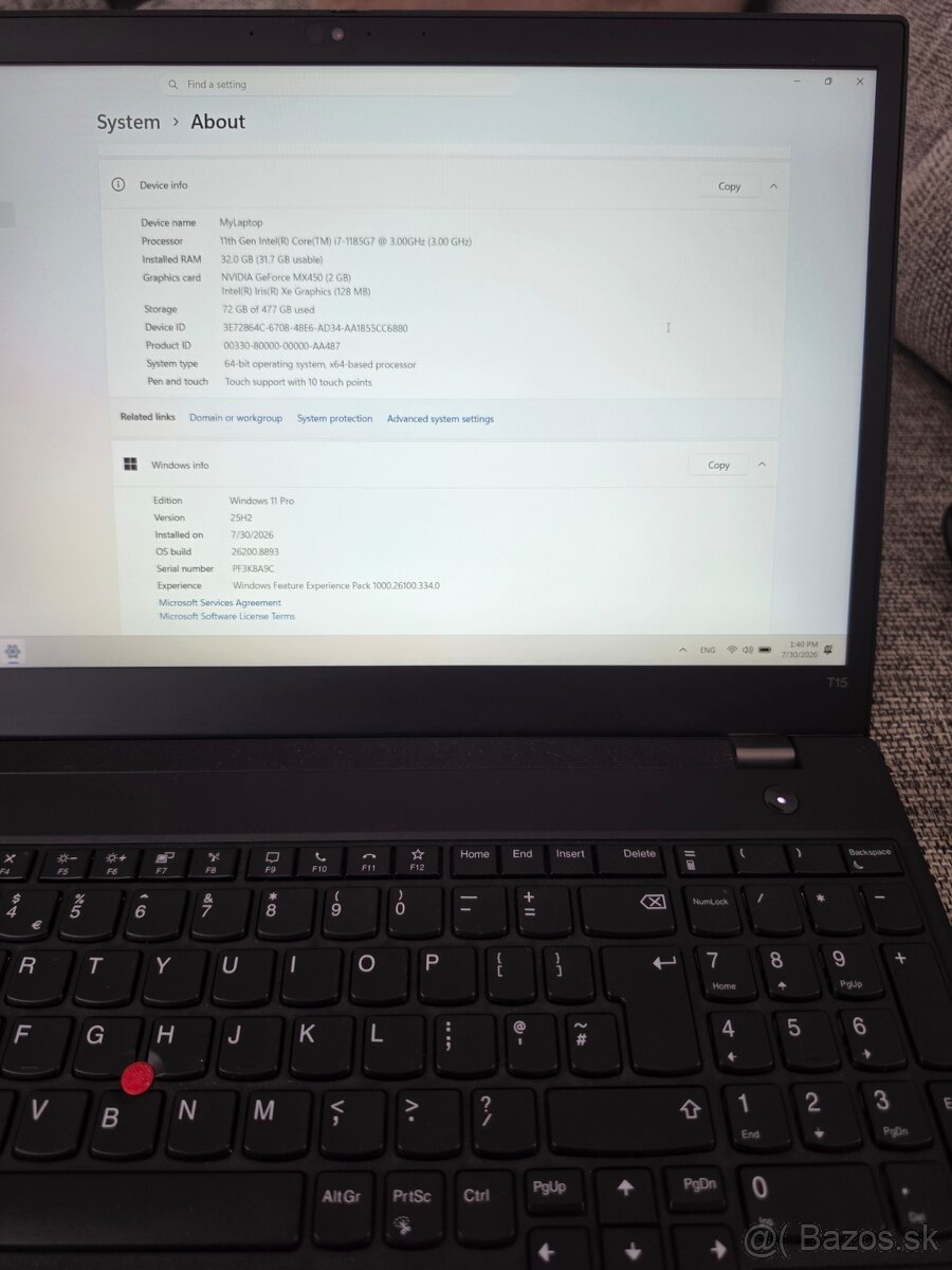 Predám Lenovo T15Gen2 - 8