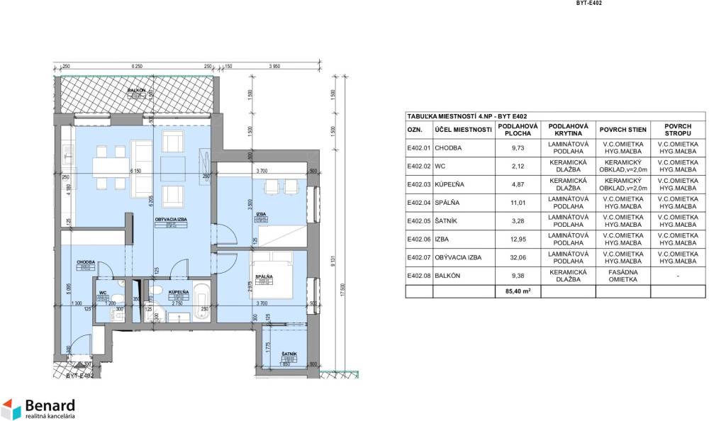 NAD KOVANCOM 3 IZBOVÝ BYT, 4.NP, 85,4m2; - 8