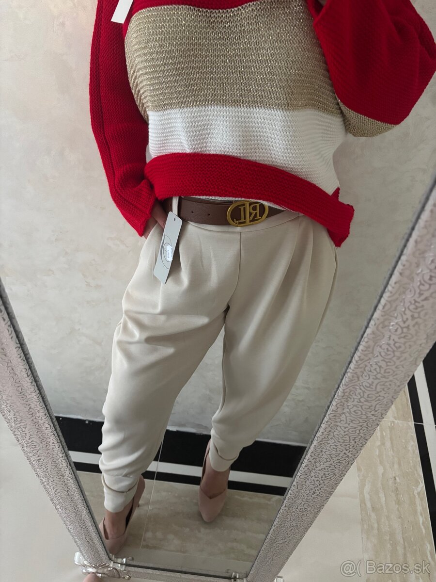 Damske mega nohavky sand - 8