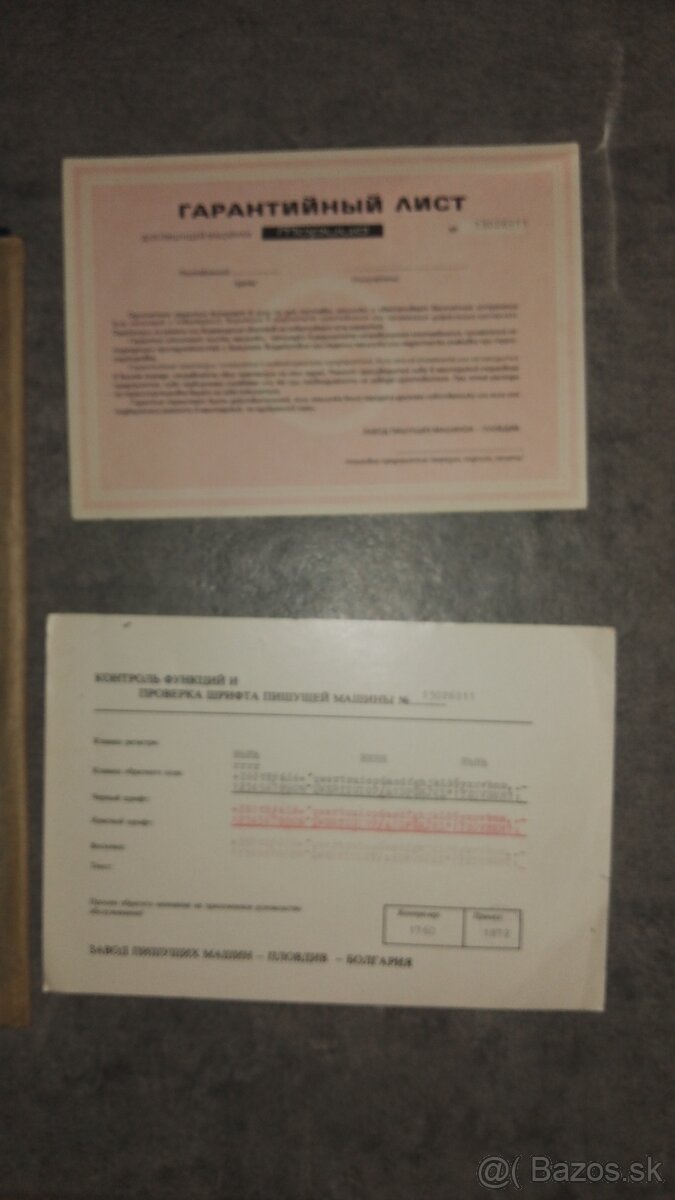 Starožitný písací stroj Maritsa 13 / SK - 8