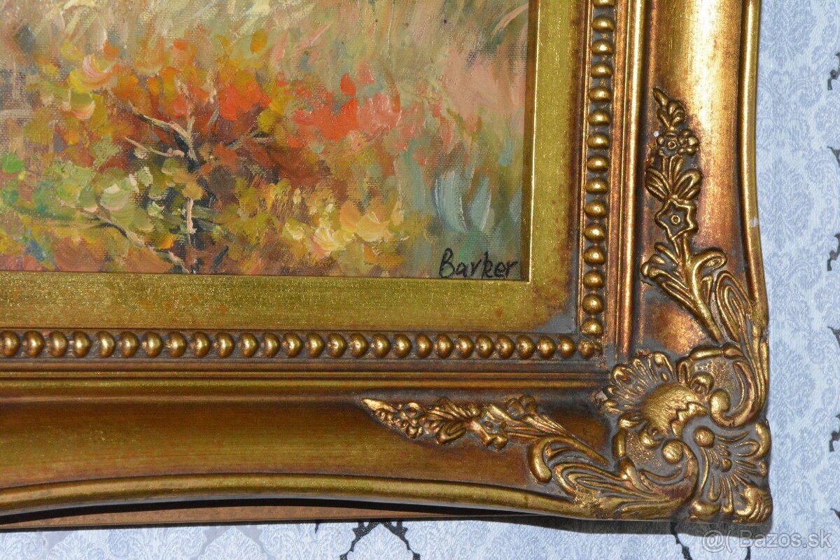 Zámecký obraz - Jelen s laní- olej na plátně - 8