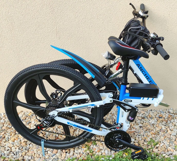 Celoodprúžený skladací ANCHEER 250W ALU rám, Shimano prevody - 8