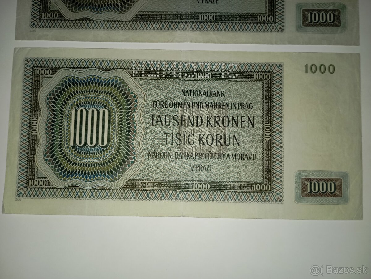 BANKOVKY 1000 K 1942, JEDNOPÍSMENNÉ SÉRIE - 8