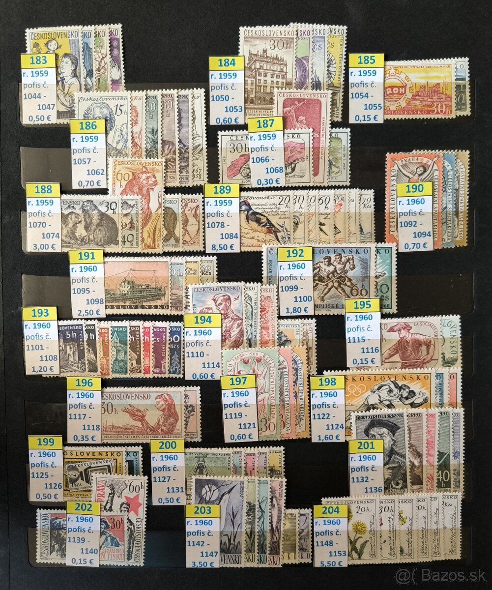 Poštové znánky Československo - série čisté / 1 - 8