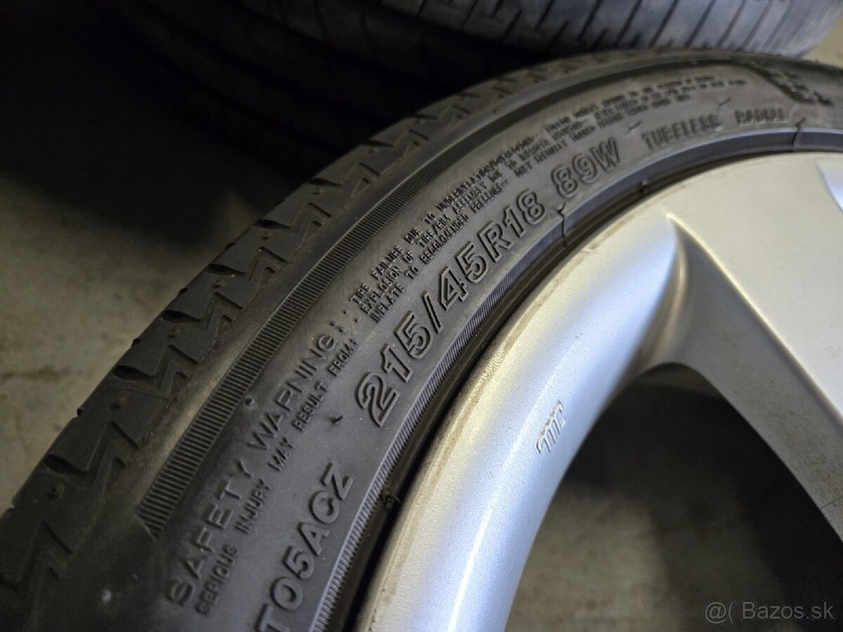 Hliníkové disky 5x114.3 + letné pneu 215/45r18 - 8