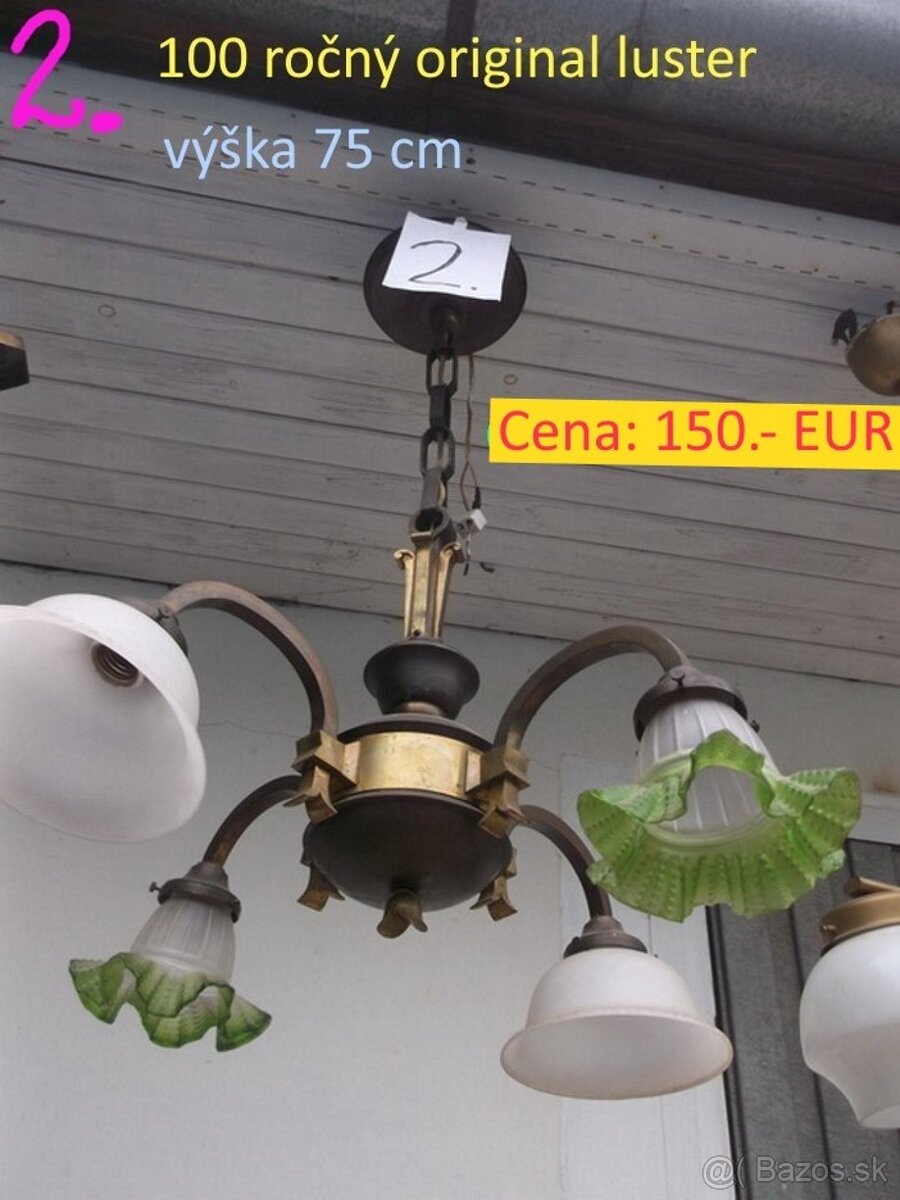 Lustre a lampy starožitné 100 - 150 ročné - 8