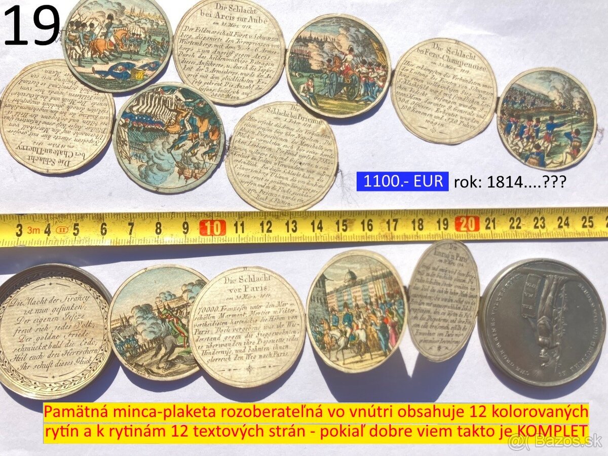 Plaketa a mince staré 1600 - 1700 - 1800 - 8