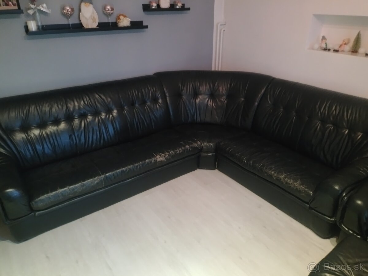 Kožená Sedačka Kreslo Taburetka - 8