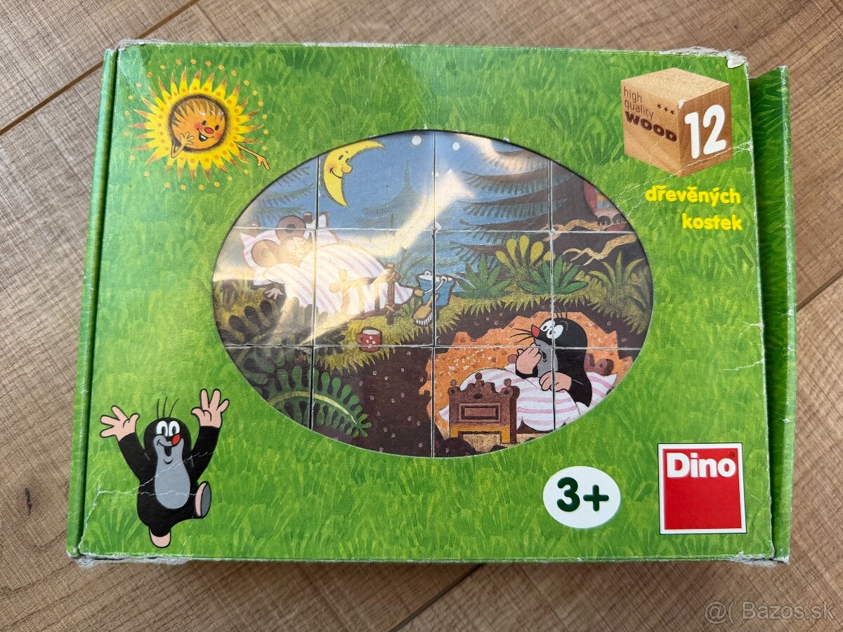 Drevené kocky Krtko (Dino) – 12 ks - 8